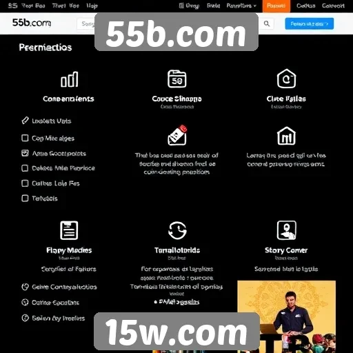 Recursos e funcionalidades do site 55b.com
